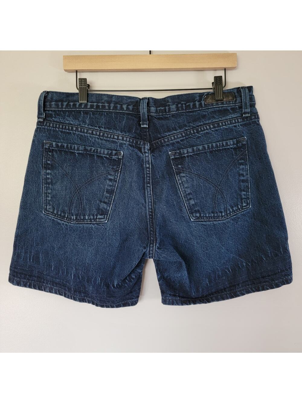 Calvin Klein Denim Shorts Dark Wash Womens 14 100% Cotton Country Cowgirl Rodeo